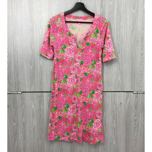 Lilly Pulitzer Women’s 6 Daiquiri Pink‎ Green Floral Print 100% Silk Dress